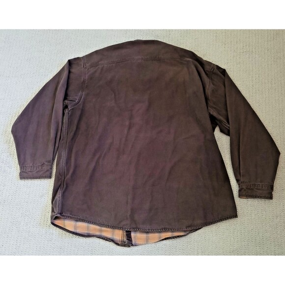 Carhartt Jacket Canvas Chore Shirt Brown 3XL Flannel Lined Snap 5296DKB READ - Picture 4 of 10